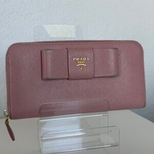 Prada Bow Detail Light Pink Wallet